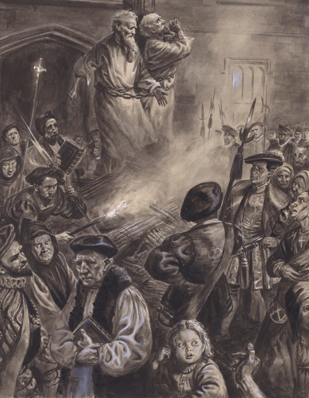 Martyre de Ridley et Latimer (gouache sur papier) - C.L. Doughty
