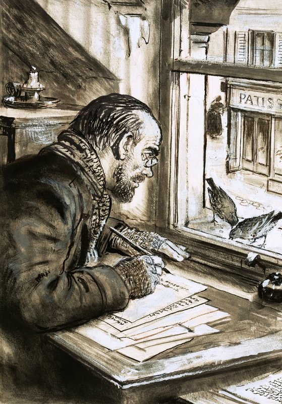 Le guerrier des mots, Emile Zola (gouache sur papier) - C.L. Doughty