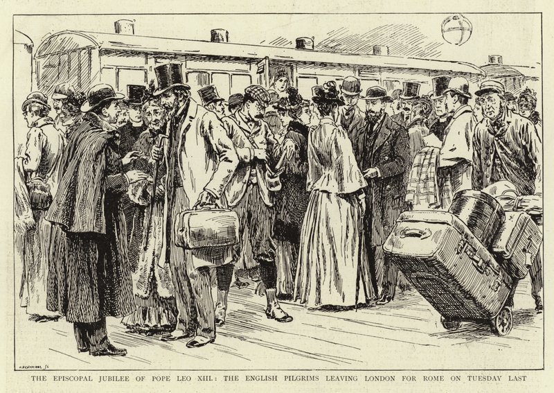Le jubilé épiscopal du pape Léon XIII, les pèlerins anglais quittant Londres pour Rome mardi dernier - C. Hentschell