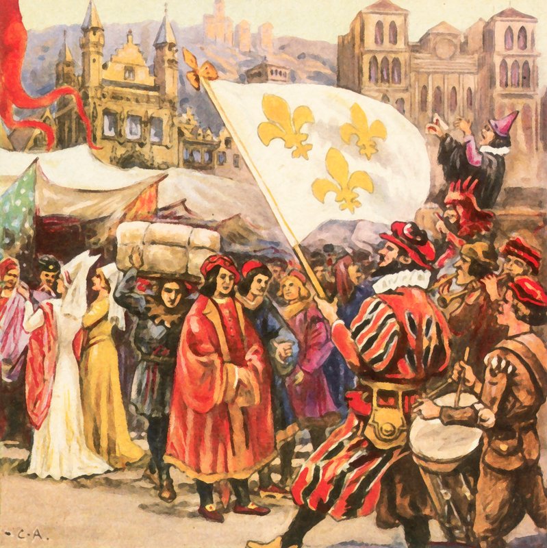Foire de Lyon dans le sud-est de la France (lithographie couleur améliorée) - Carl Arriens