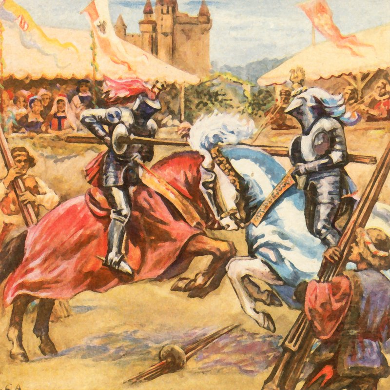 Tournoi de chevalerie à la cour princière (lithographie couleur rehaussée) - Carl Arriens