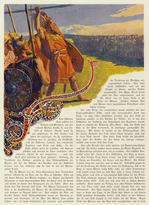 Odin lançant sa lance pour commencer la guerre Aesir-Vanir - Carl Emil Doepler