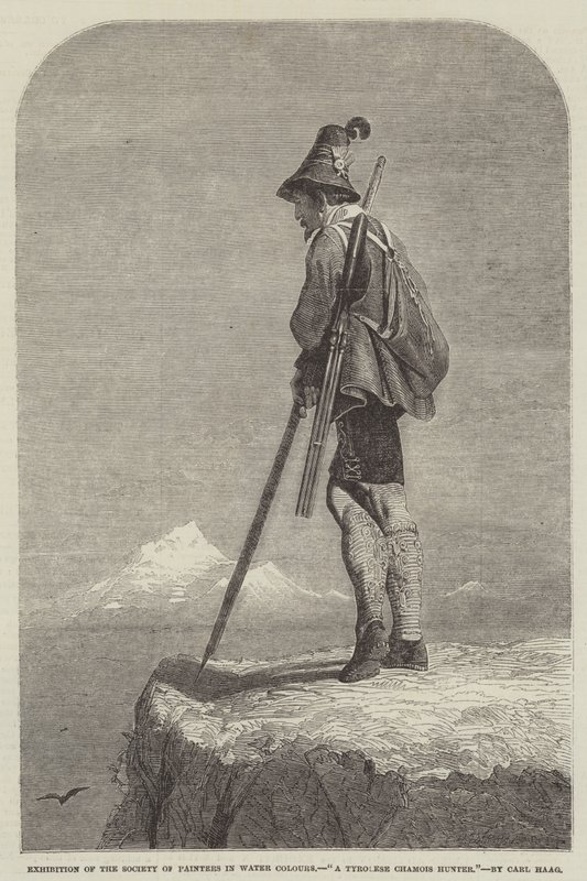 Exposition de la Société des Peintres en Aquarelle, Un chasseur de chamois tyrolien - Carl Haag