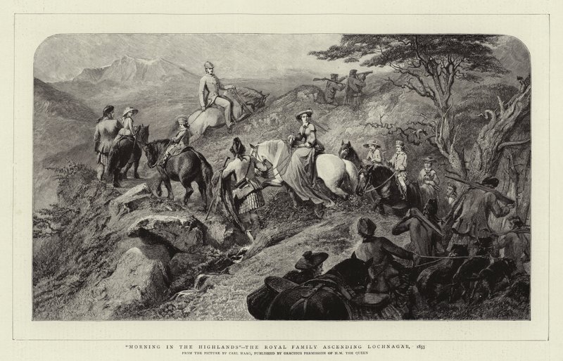 Matin dans les Highlands, la famille royale montant Lochnagar, 1853 - Carl Haag