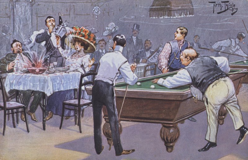 Scène comique dans une salle de billard - Carl Robert Arthur Thiele