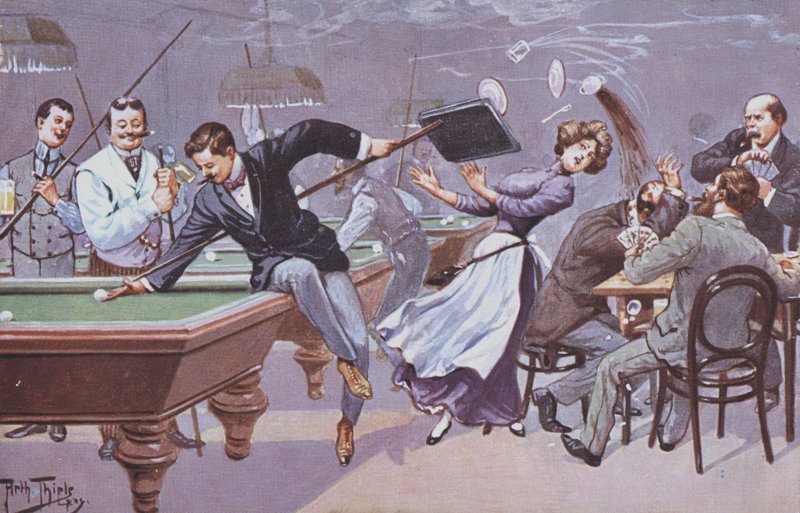 Scène comique dans une salle de billard - Carl Robert Arthur Thiele