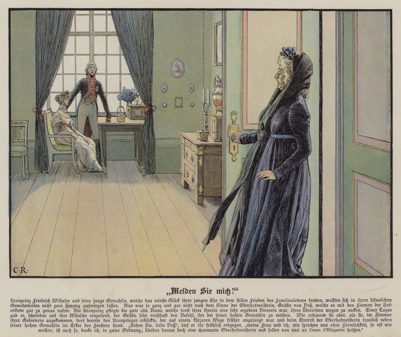 Le prince héritier Frédéric de Prusse et sa jeune épouse la princesse Louise se rencontrent informellement contre les souhaits de la comtesse de Voss - Carl Röchling