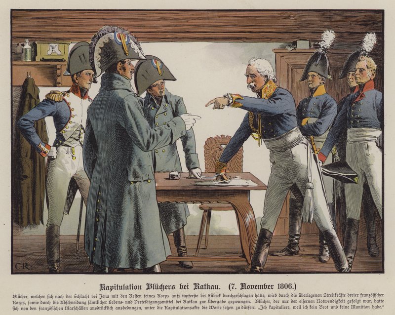 Le maréchal Blücher se rendant aux Français à Katekau, 7 novembre 1806 - Carl Röchling
