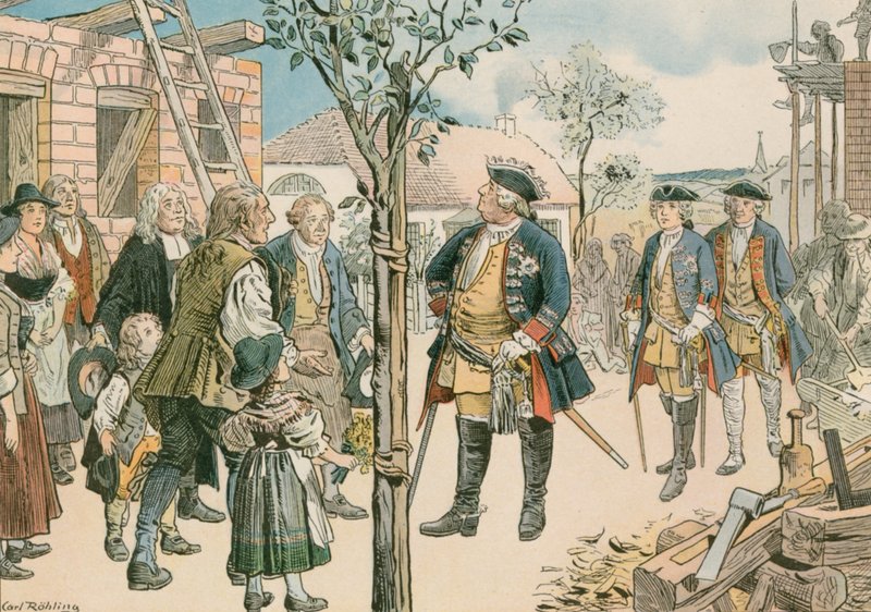 Frédéric-Guillaume Ier (1688-1740) avec des Salzbourgeois déplacés en Prusse orientale en 1739 - Carl Rohling