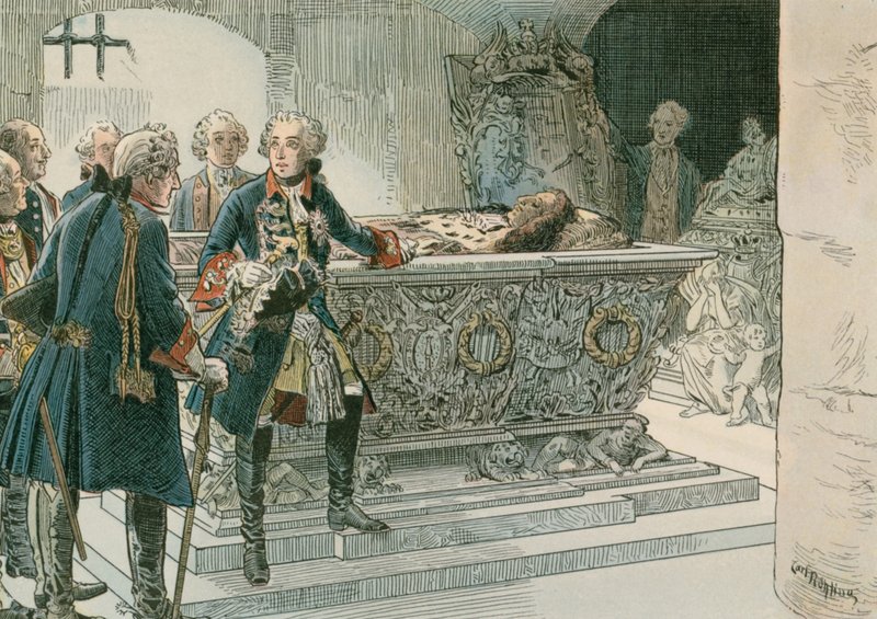 Frédéric le Grand (1712-1786) au cercueil du Grand Électeur - Carl Rohling
