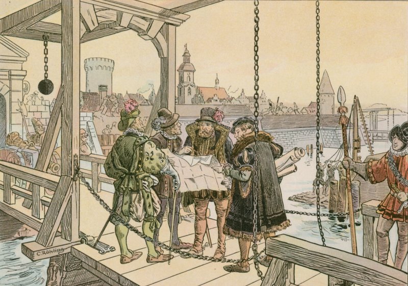 John George avec les plans de la citadelle de Spandau en 1580 - Carl Rohling
