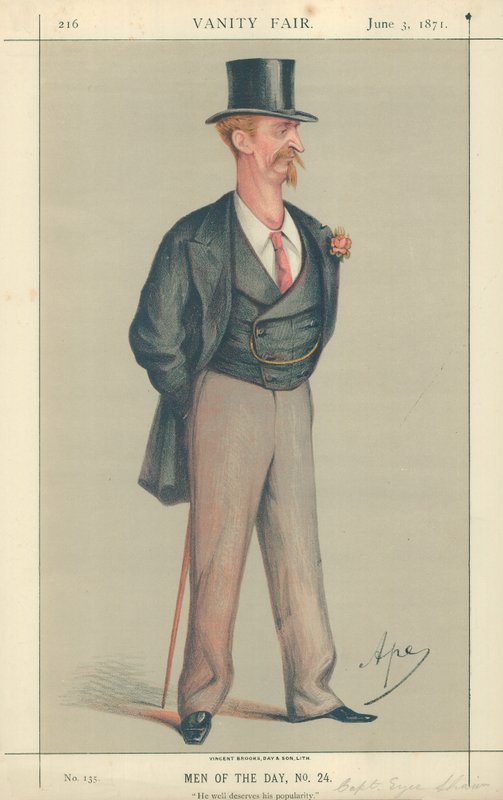 Capitaine Eyre Shaw, Il mérite bien sa popularité, 3 juin 1871, caricature de Vanity Fair - Carlo Pellegrini