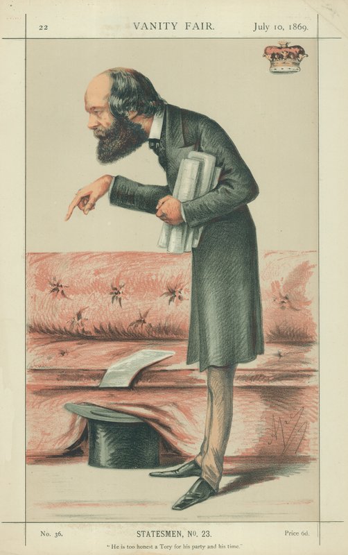 Marquis de Salisbury, il est trop honnête un tory pour son parti et son temps, 10 juillet 1869, caricature de Vanity Fair - Carlo Pellegrini
