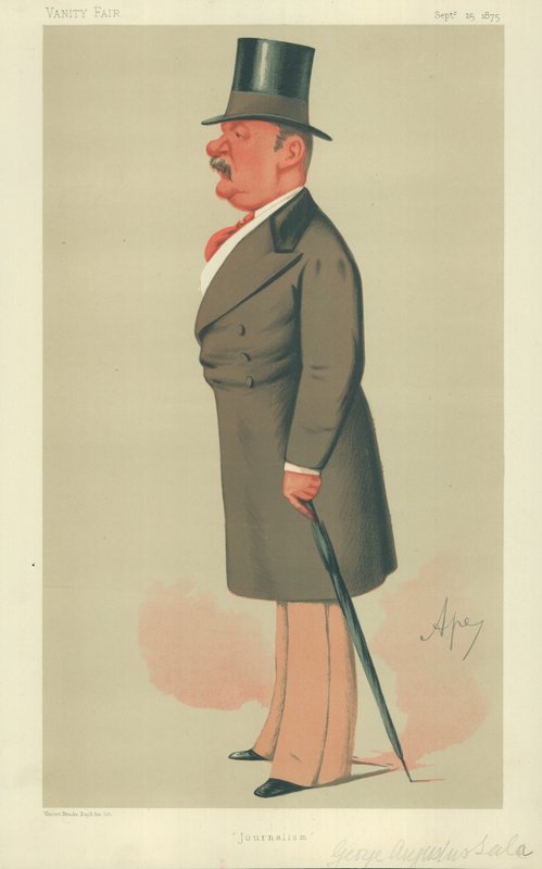 M. George Augustus Sala, Journalisme, 25 septembre 1875, caricature de Vanity Fair - Carlo Pellegrini