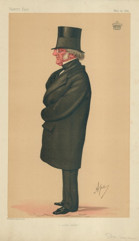 Philip-Henry Stanhope Stanhope, un noble écrivain, 23 mai 1874, caricature de Vanity Fair - Carlo Pellegrini