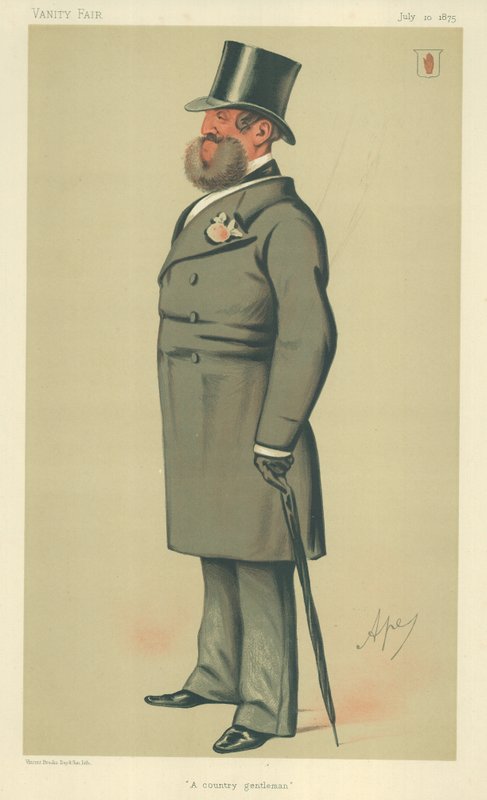 Sir Henry Josias Stracey, un gentilhomme de campagne, 10 juillet 1875, caricature de Vanity Fair - Carlo Pellegrini