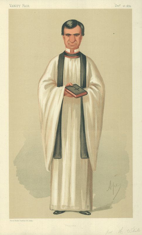 Le révérend Henry White, prières, 26 décembre 1874, caricature de Vanity Fair - Carlo Pellegrini