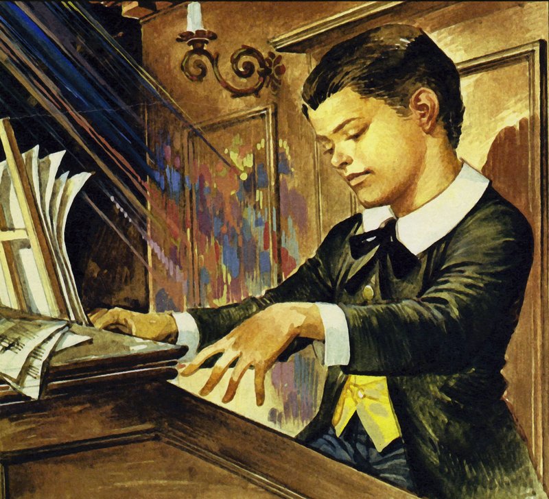 Albert Schweitzer enfant (lithographie couleur) - Carlos Gabriel Roume