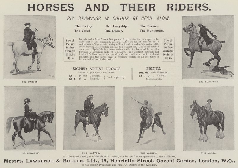 Publicité, chevaux et leurs cavaliers - Cecil Charles Windsor Aldin