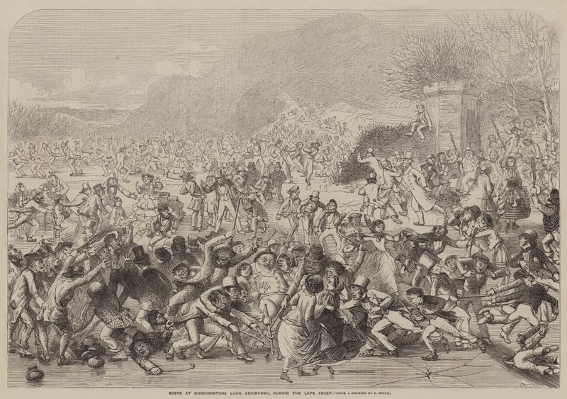 Scène au Loch Duddingstone, Édimbourg, pendant le dernier gel - Charles Altamont Doyle