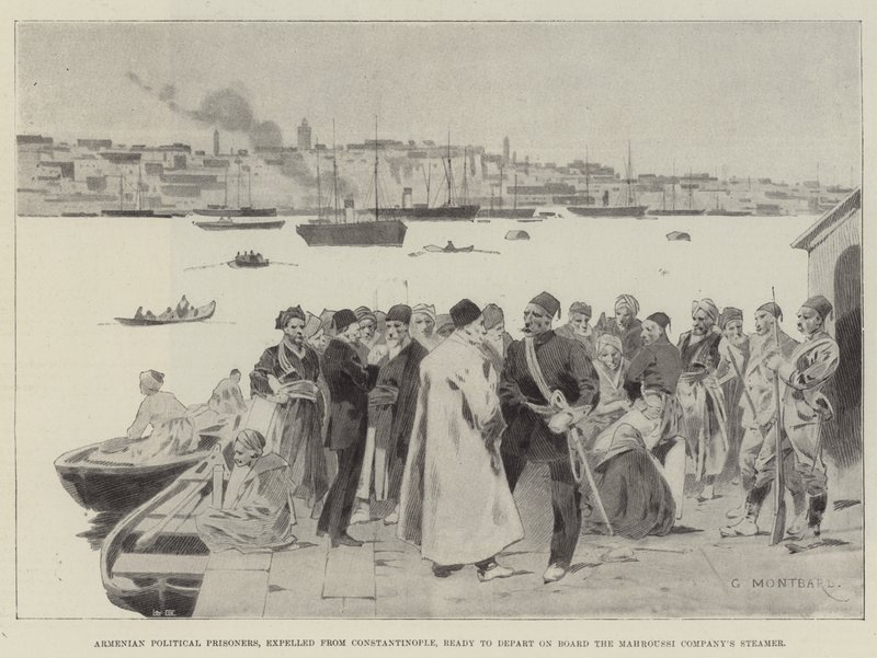 Prisonniers politiques arméniens, expulsés de Constantinople, prêts à partir à bord du bateau de la compagnie Mahroussi - Charles Auguste Loye