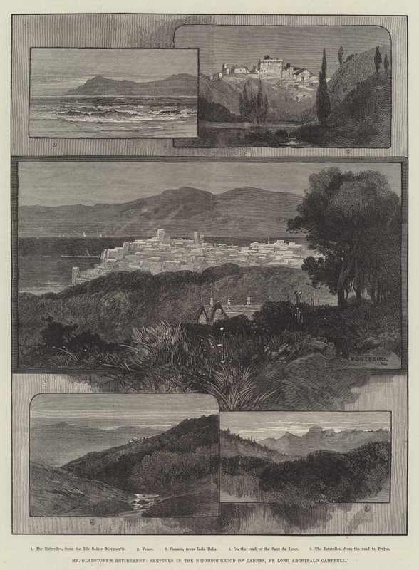 La retraite de M. Gladstone, croquis dans les environs de Cannes - Charles Auguste Loye