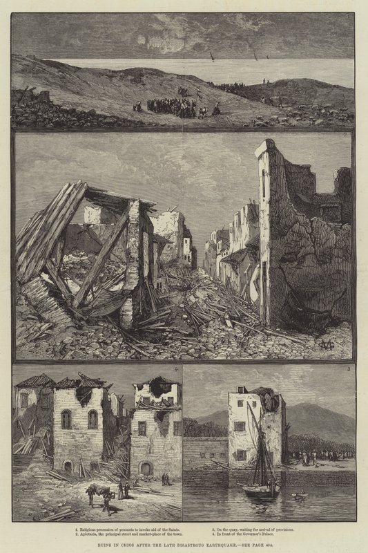 Ruines à Chios après le récent tremblement de terre désastreux - Charles Auguste Loye