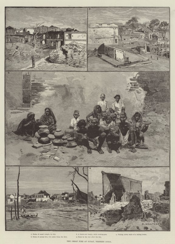 Le Grand Incendie de Surat, Inde occidentale - Charles Auguste Loye