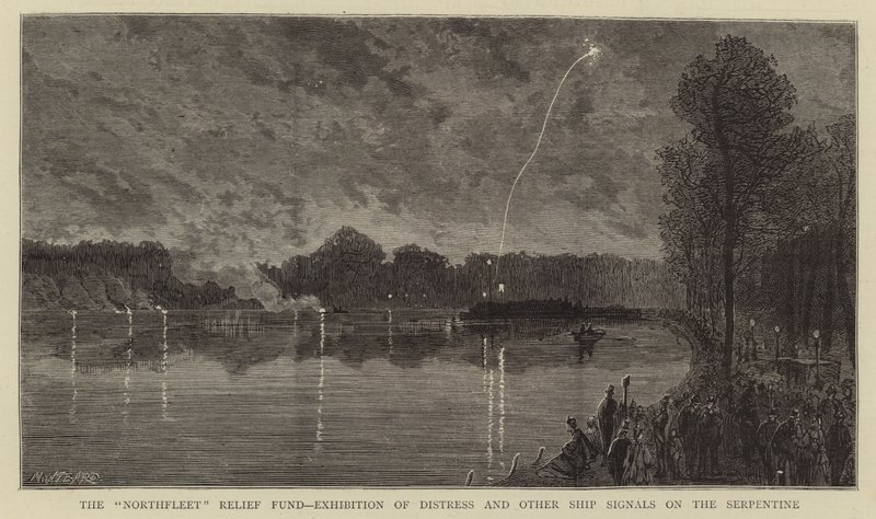 Le Fonds de Secours Northfleet, Exposition de Détresse et autres Signaux de Navire sur la Serpentine - Charles Auguste Loye