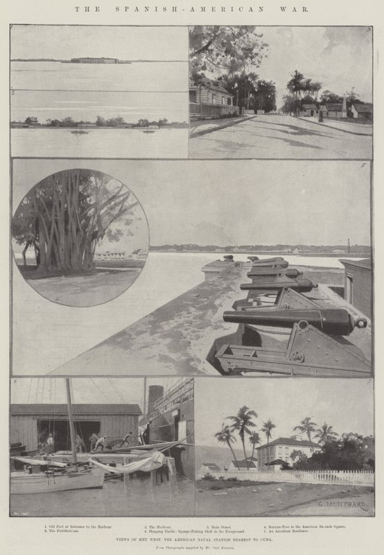 La guerre hispano-américaine, vues de Key West, la station navale américaine la plus proche de Cuba - Charles Auguste Loye