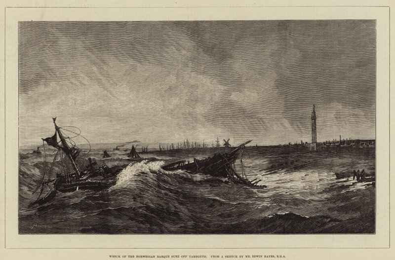 Naufrage du barque norvégien Suez au large de Yarmouth - Charles Auguste Loye