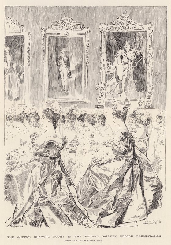 Le salon de dessin de la reine, dans la galerie des tableaux avant la présentation - Charles Dana Gibson