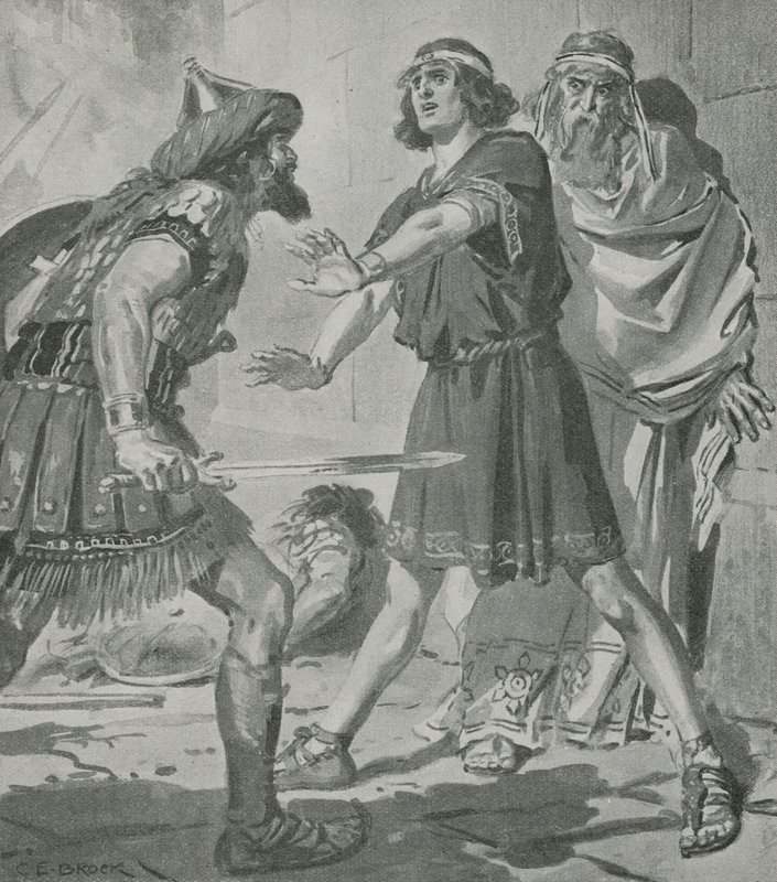 Crésus, roi de Lydie, est sauvé de la mort par la voix de son fils sourd et muet - Charles Edmund Brock