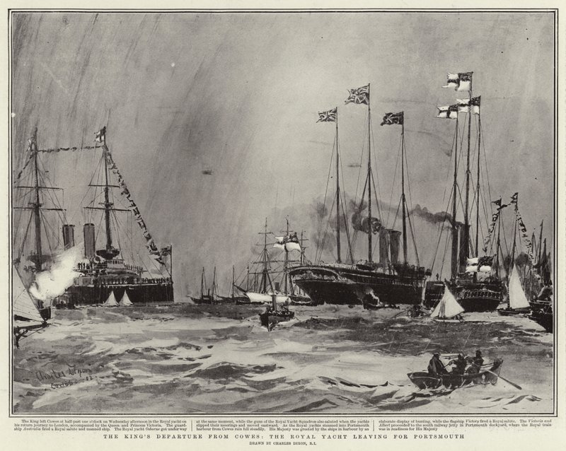 Le départ du roi de Cowes, le yacht royal partant pour Portsmouth - Charles Edward Dixon