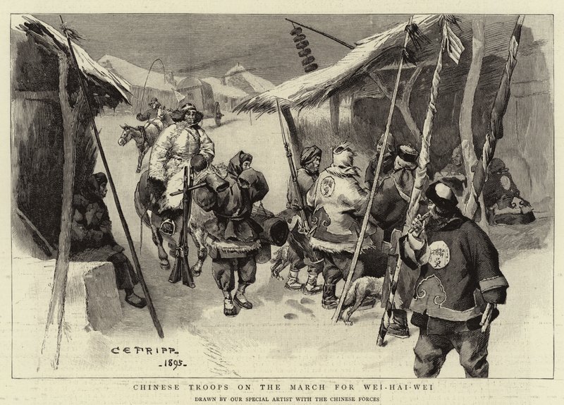 Troupes chinoises en marche pour Wei-Hai-Wei - Charles Edwin Fripp