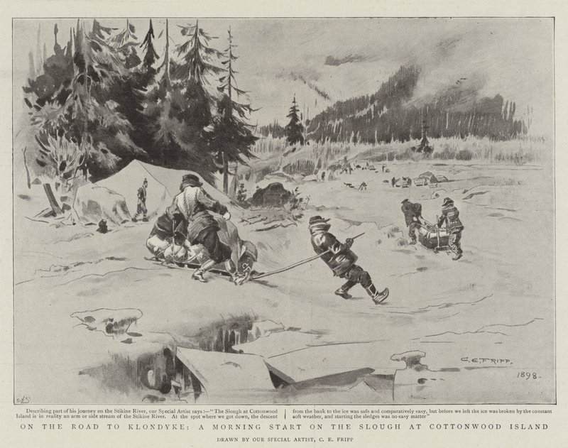 Sur la route de Klondyke, un départ matinal sur le marécage à Cottonwood Island - Charles Edwin Fripp