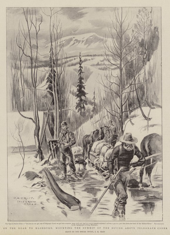 Sur la route de Klondyke, montant le sommet de la crête au-dessus de Telegraph Creek - Charles Edwin Fripp