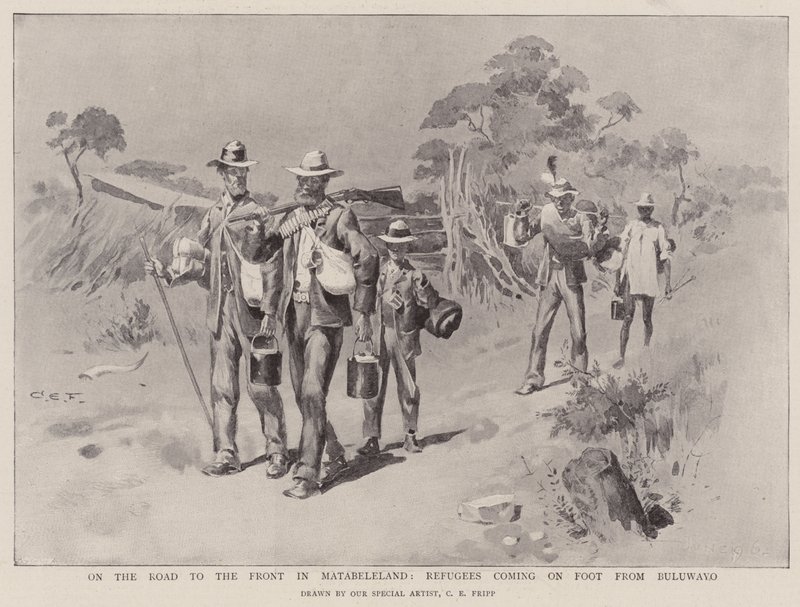 Sur la route du front au Matabeleland, réfugiés venant à pied de Buluwayo - Charles Edwin Fripp