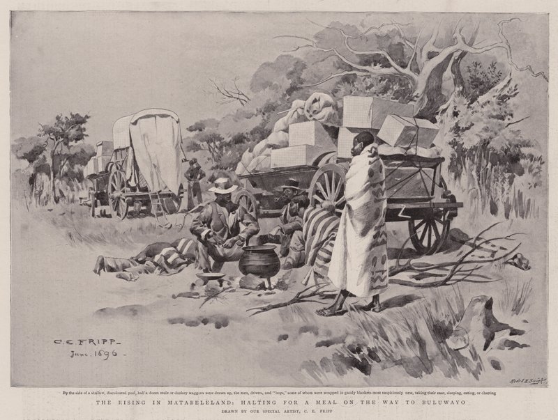 Le soulèvement au Matabeleland, pause pour un repas en route vers Buluwayo - Charles Edwin Fripp