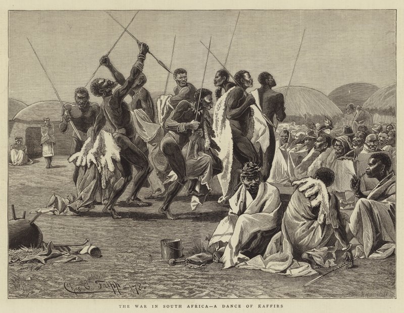 La guerre en Afrique du Sud, une danse de Kaffirs - Charles Edwin Fripp