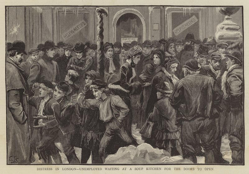 Détresse à Londres, chômeurs attendant à une soupe populaire - Charles J. Staniland