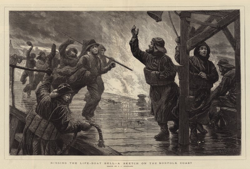 Sonner la cloche du canot de sauvetage, une esquisse sur la côte du Norfolk - Charles J. Staniland