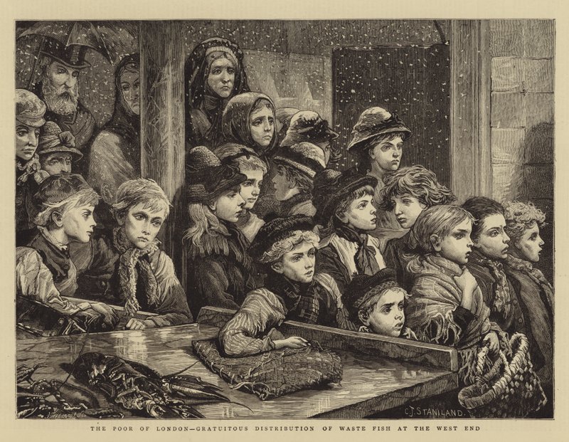 Les pauvres de Londres, distribution gratuite de poissons de rebut au West End - Charles J. Staniland