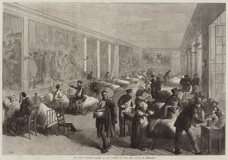 La guerre, soldats blessés dans la galerie de Louis XIII, palais de Versailles - Charles J. Staniland