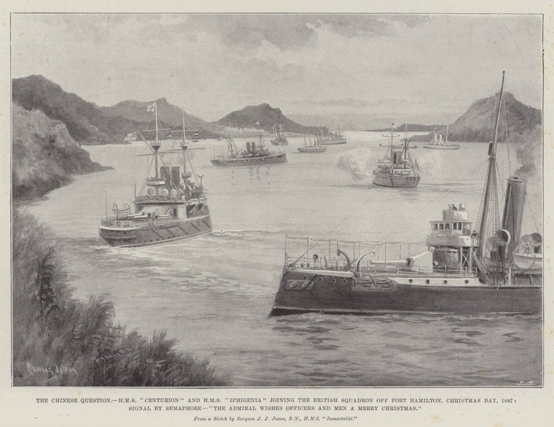 La question chinoise, HMS Centurion et HMS Iphigenia rejoignant l