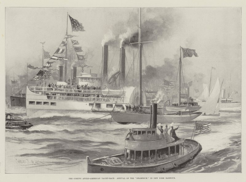 La prochaine course de yachts anglo-américaine, arrivée du Shamrock dans le port de New York - Charles John de Lacy