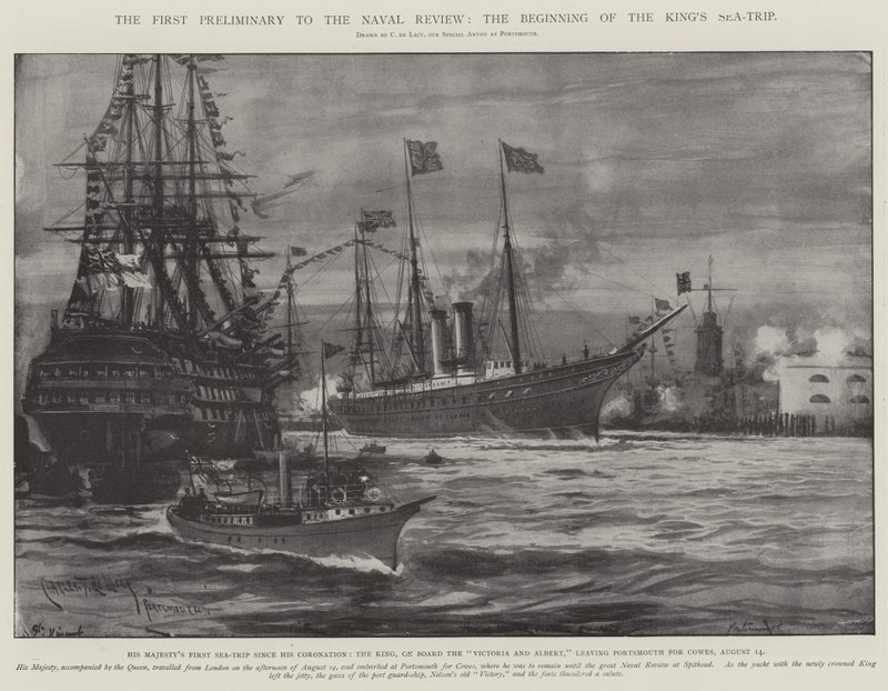 La première étape de la revue navale, le début du voyage en mer du roi - Charles John de Lacy