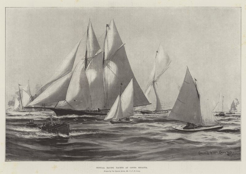 Yachts de course typiques à la régate de Cowes - Charles John de Lacy