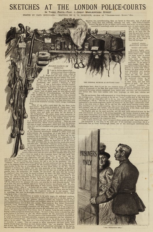 Croquis aux tribunaux de police de Londres - Charles Paul Renouard