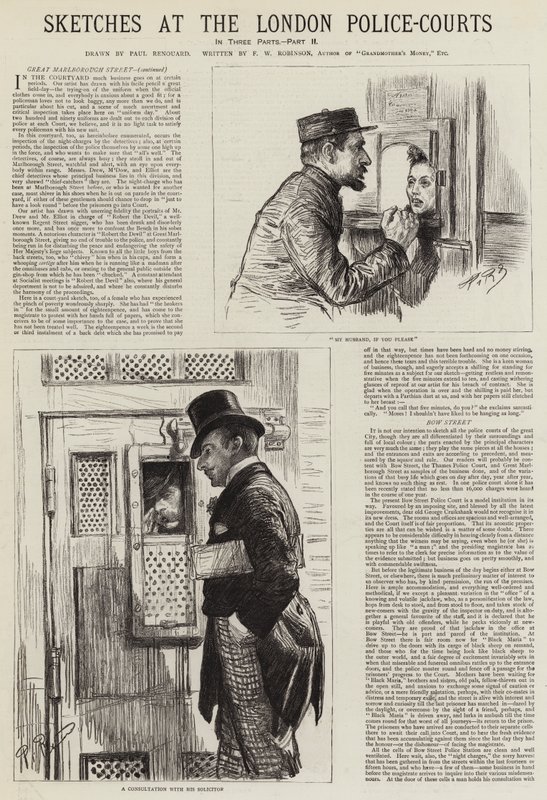 Croquis aux tribunaux de police de Londres - Charles Paul Renouard